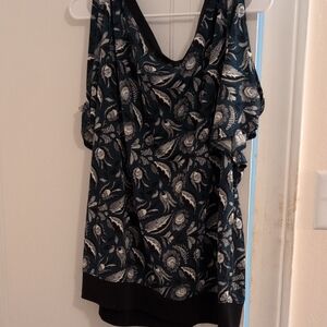 Floral Black and White Women's Top